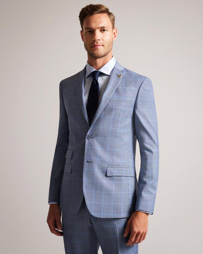 Veste Ted Baker Wool Check Suit Bleu Homme | CEM-54014852